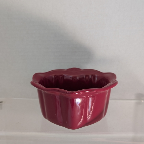 Princess House Pavillion Heart Shaped 5"X2" Ramekins -Berry Red - Picture 1 of 8